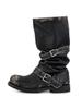 In Stock: Women's Two-Way Wear Heavy-Duty Distressed Knight Boots with Belt Buckle - Retro Style Outdoor Boots