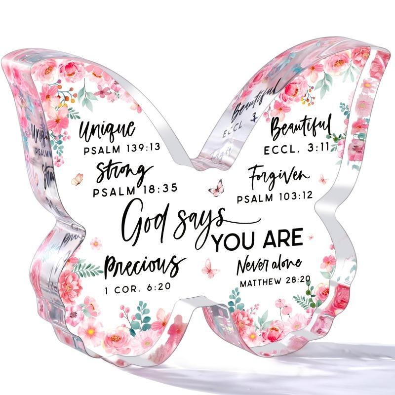 

2D Flat, Christian Gift for Women Butterfly Acrylic Decorative Plaque, Floral Design, Suitable for Wall Decoration, Porch, Room, Villa, Accents Home, 10*7CM