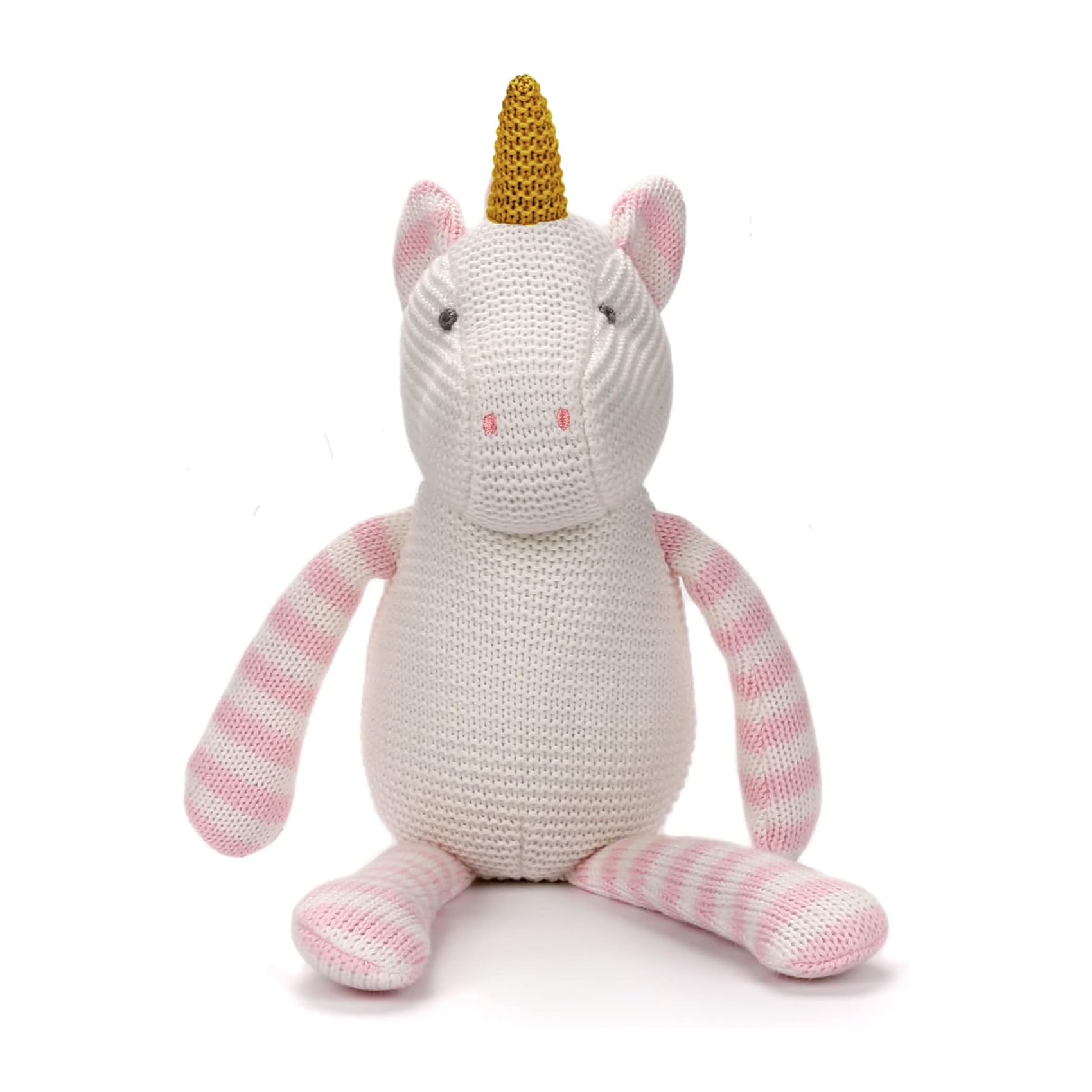 FLUFFYFUN 100% Cotton Baby Toy, Unicorn Plush Toy, 18cm (Pink)