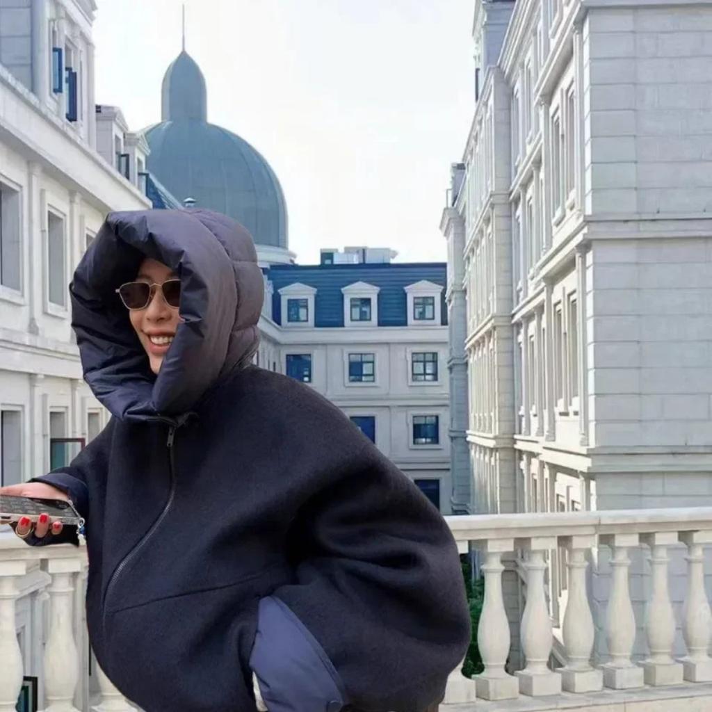 Casual Zipper Hooded Women Jacket Loose Warm Buttons Long Sleeved Coats Female Commuting Streetwear