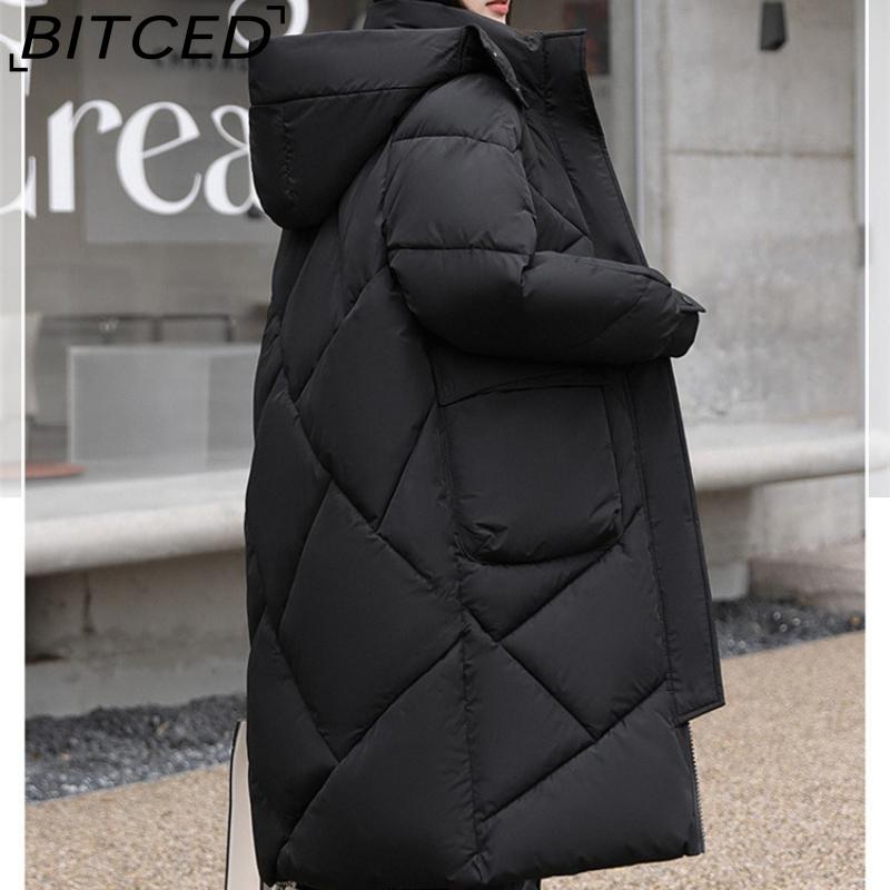 BITCED Thickened Puffer Jacket Down-Filled Cotton Coat Women's Loose-Fit Winter Coat Mid-Length Knee-Length Cotton Jacket
