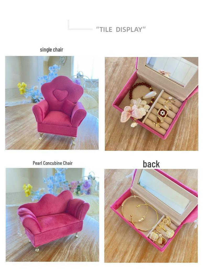 Dutch Velvet Jewelry Box: Sofa-Style Ornament & Ring Storage for 1:12 Dollhouse