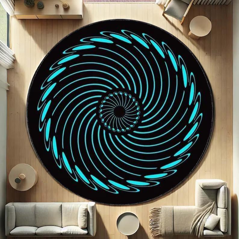 Abyss Canyon Round Rug Optical Illusion Rock Texture 3D Floor Living Room Bedroom Home Decor Modern Living Room