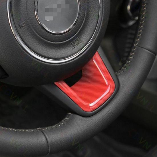 Steering Wheel Strip Panel Cover Trim For Jeep Renegade 2015+ Red Carbon Fiber