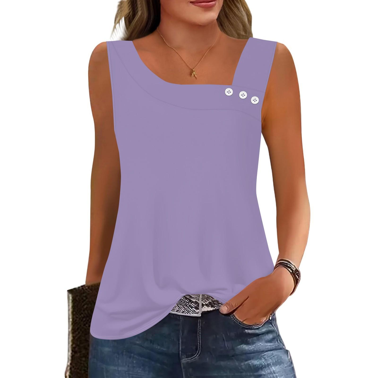 

Женские летние майки с квадратным вырезом, без рукавов, на пуговицах, повседневные, нарядные туники, базовые, для работы, футболки, блузки XL