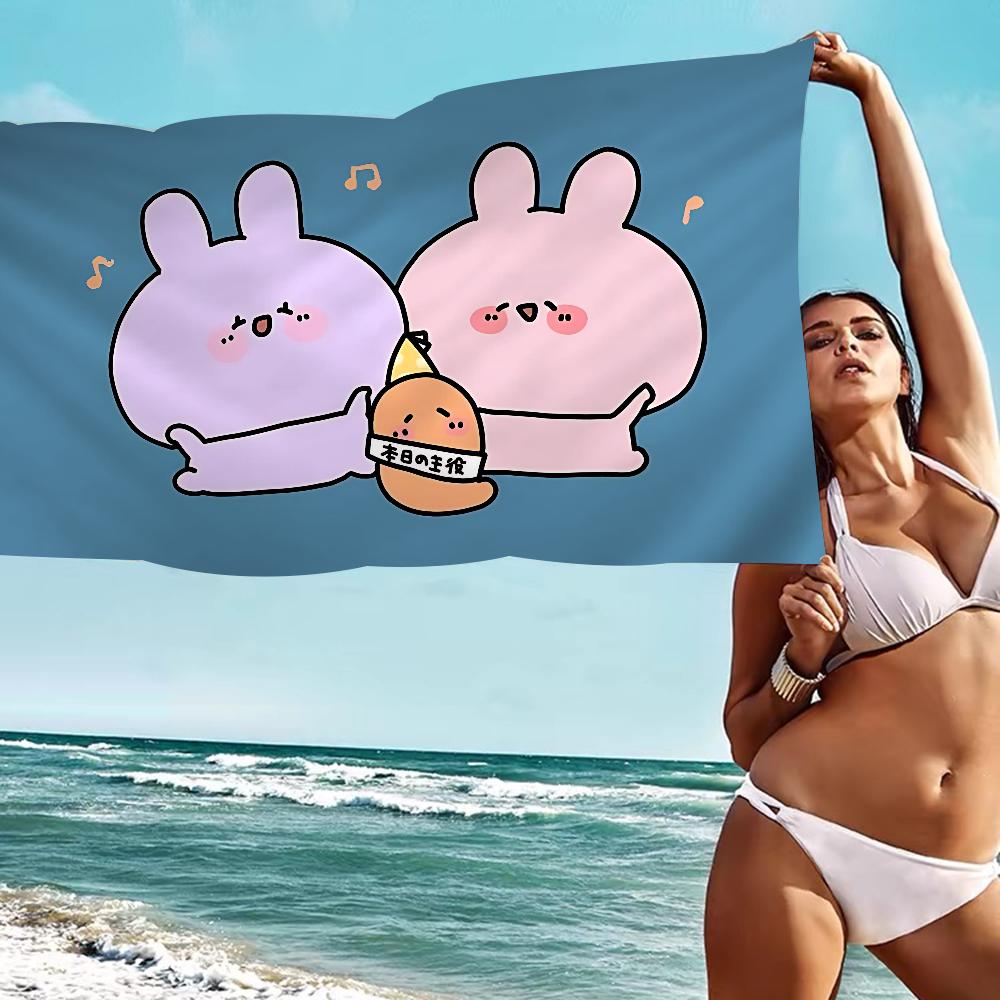 Cartoon A-Asamimichan Süßes Strandtuch Bunte Handtücher Mikrofaser Schnelltrocknend Sandfrei Strand Yoga Spa Fitnessstudio Pool