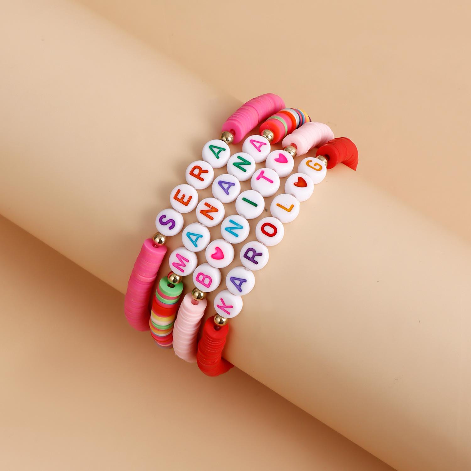 

Hot-selling bracelets, colorful soft pottery English alphabet bracelets, fan accessories, album-inspired music gifts