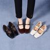 Square head Mary Jane shoes women's 2025 spring Korean version shallow mouth one pedal single shoes flat shoes buckle loafers fairy shoes