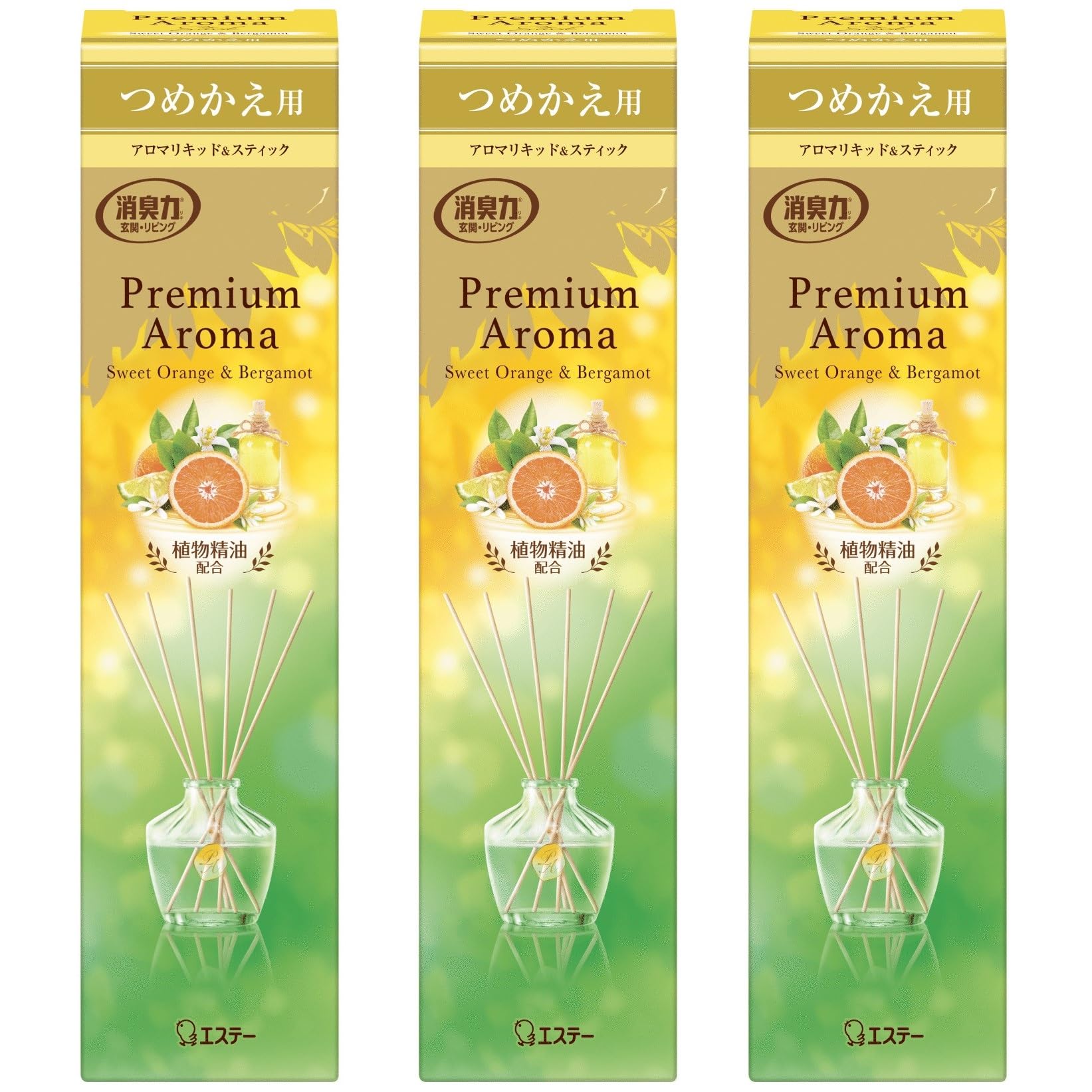 

Дезодорирующая сила Премиум Аромат Комнатный стик Сладкий апельсин Бергамот Сменный блок 65 мл x 3 Диффузор Прихожая Гостиная Аромат для комнаты Дезодорирующий воздух