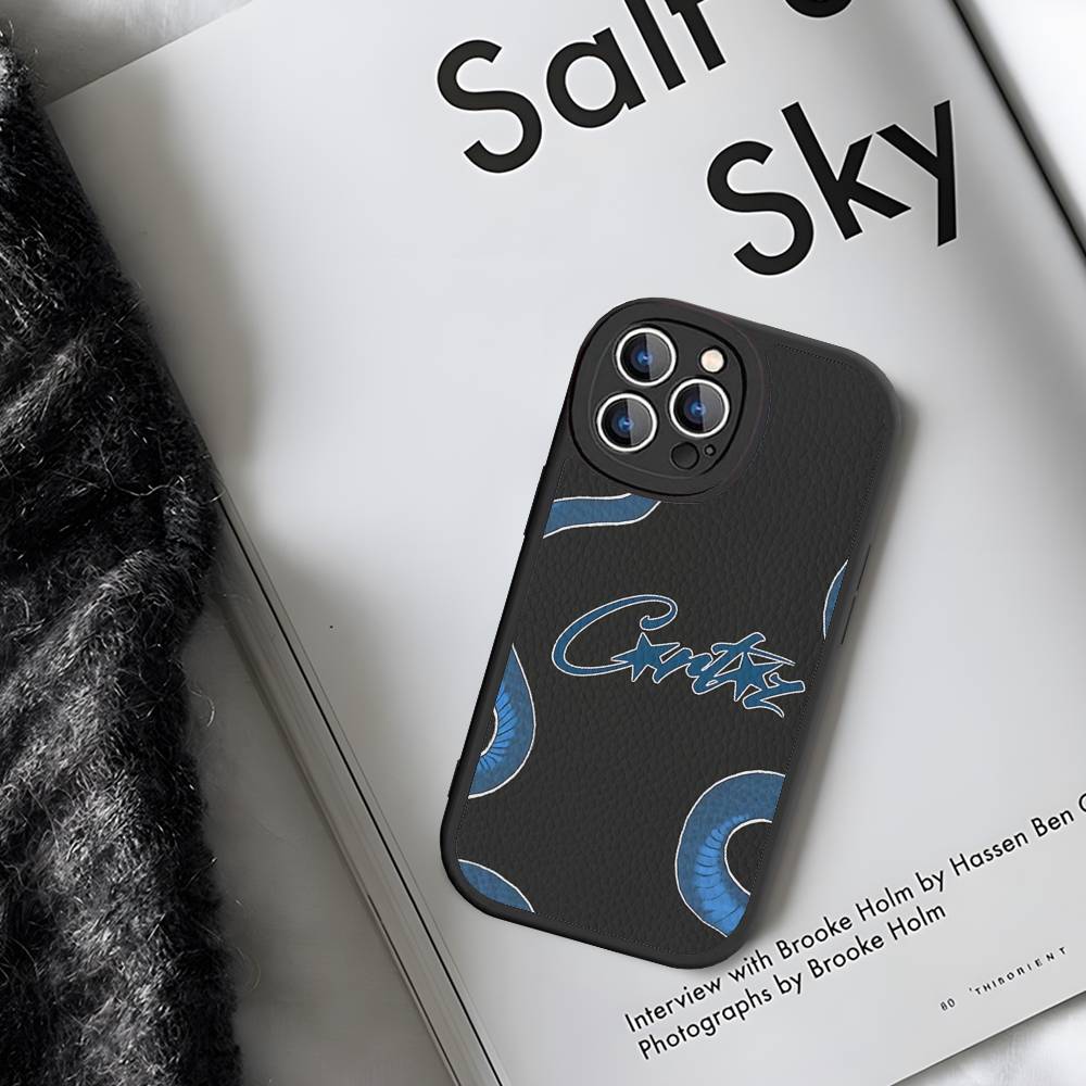 Hot Fashion C-Corteizs Leather Phone Case For IPhone 16 14 15 Pro Plus 13 12 11 Pro Max Silicone Cover