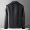 FAPAI Men's First-Layer Sheepskin Lapel Zipper Leather Jacket