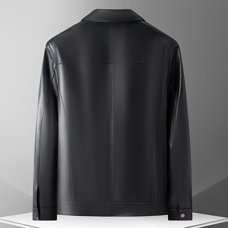 FAPAI Men's Genuine Sheepskin Turn-Down Collar Leather Jacket