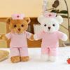 30cm Cute Soft Nurse Teddy Bear Plush Stuffed Doll Pink Uniform White Angel Nurse Little Bear Doll Doctor Little Bear Toy Gift