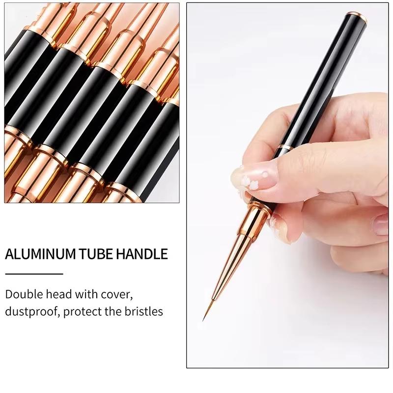 Five-piece set of double-headed metal nail brushes, ladies' nail brushes nail oil brushes nail tool cleaning brushes nail design