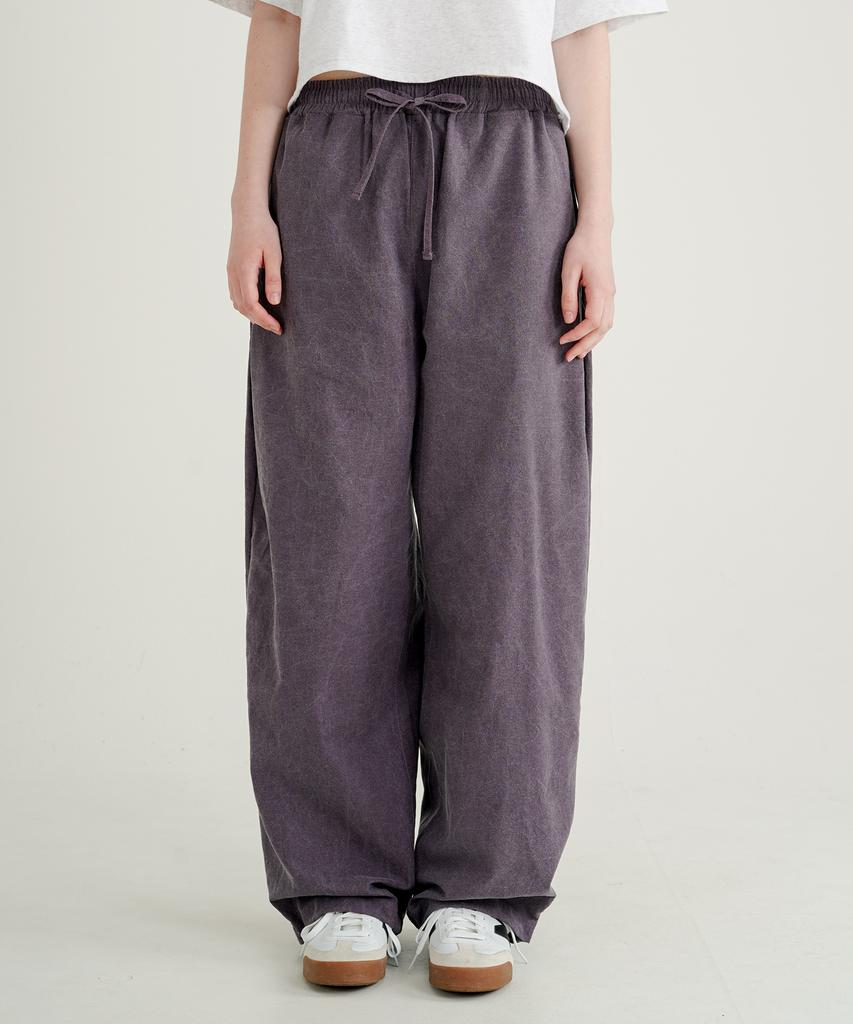 WV PROJECT Turn-Dyed Like Linen Elastic Waist Pants Deep Purple Jnlp7717
