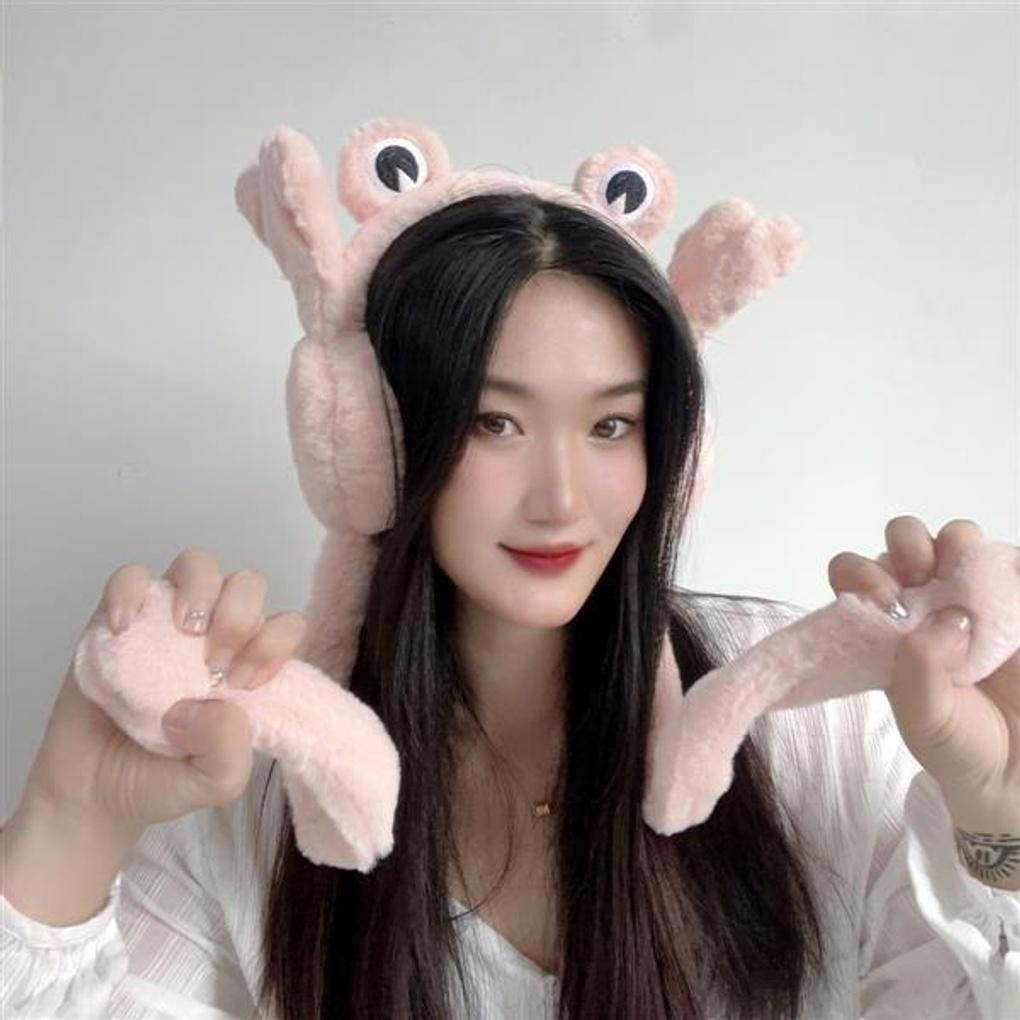 Flapping Frog Moving Earmuffs (Pink)