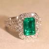 Light luxury retro emerald ring for women, creative square zircon ring, wedding anniversary gift