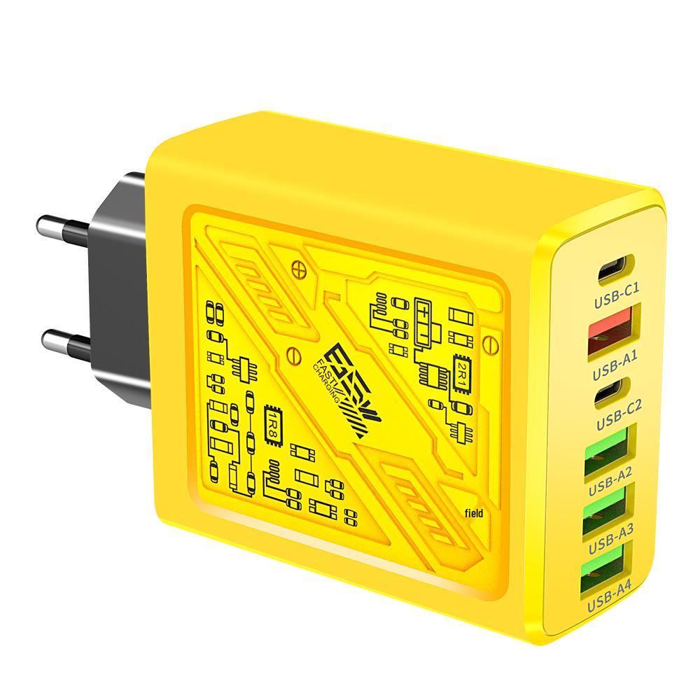 Chargeur de téléphone multiport: 2 ports USB Type-C PD + 4 ports USB, Chargeur de voyage 3,1 A
