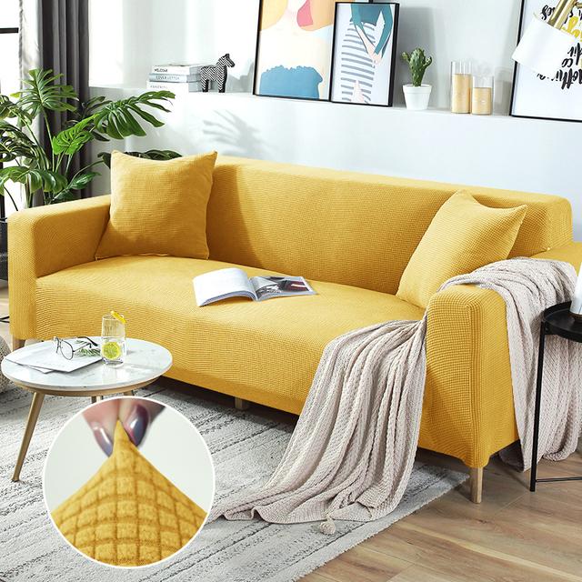 Sitzbezug aus Polarfleece, einfarbig, für Wohnzimmer, elastischer Sofabezug, Eckcouchbezug, Schonbezug, Sofaschutz