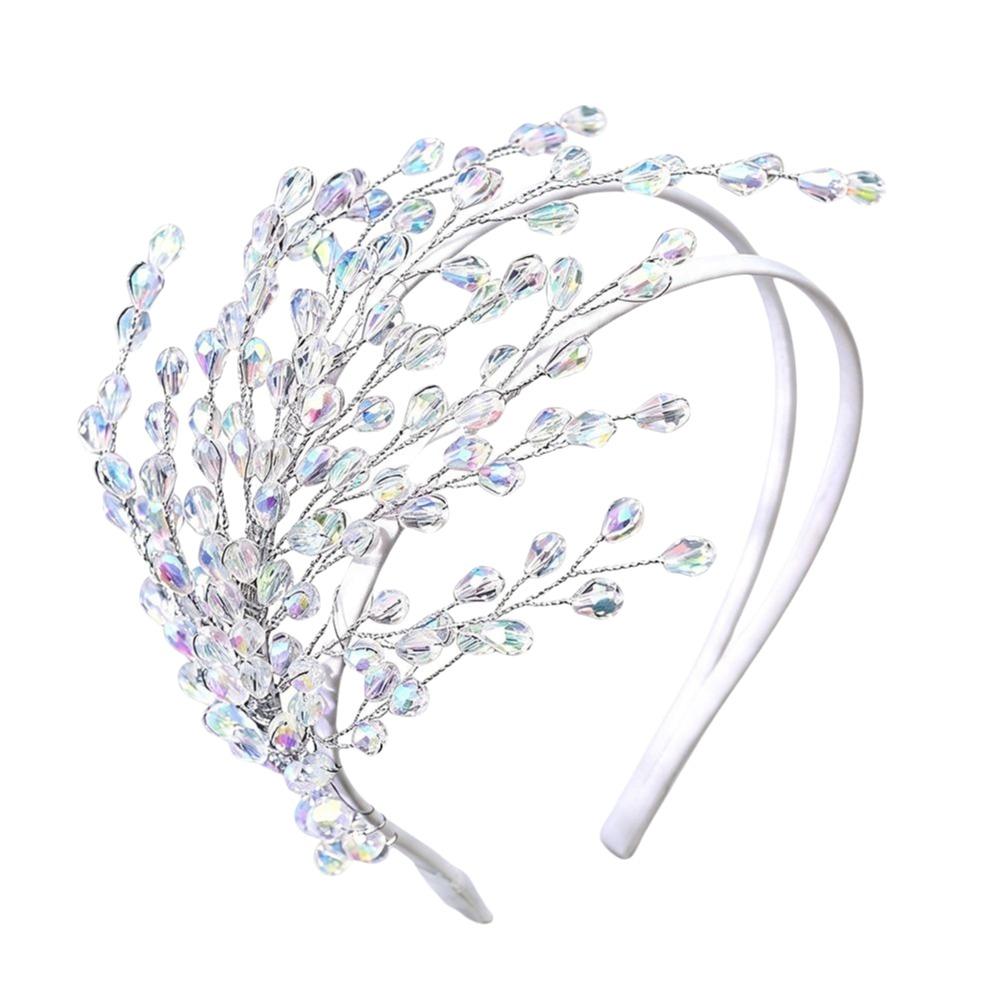 Sparkly Design Crystal Bridal Headband Double Layer Handmade Headpiece For Bridesmaids