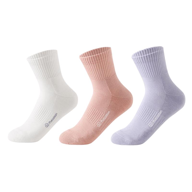 Purcotton Women s 7A Anti-Bacterial Terry Mid-Calf Socks (3 Pairs) 22-24 Medium tube socks
