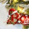 Red Initials Christmas Ornaments 2D Acrylic Personalized Gnomes Monogram Pendant with Santa Hat 26 Letters Christmas Tree Hanging Decoration for Xmas