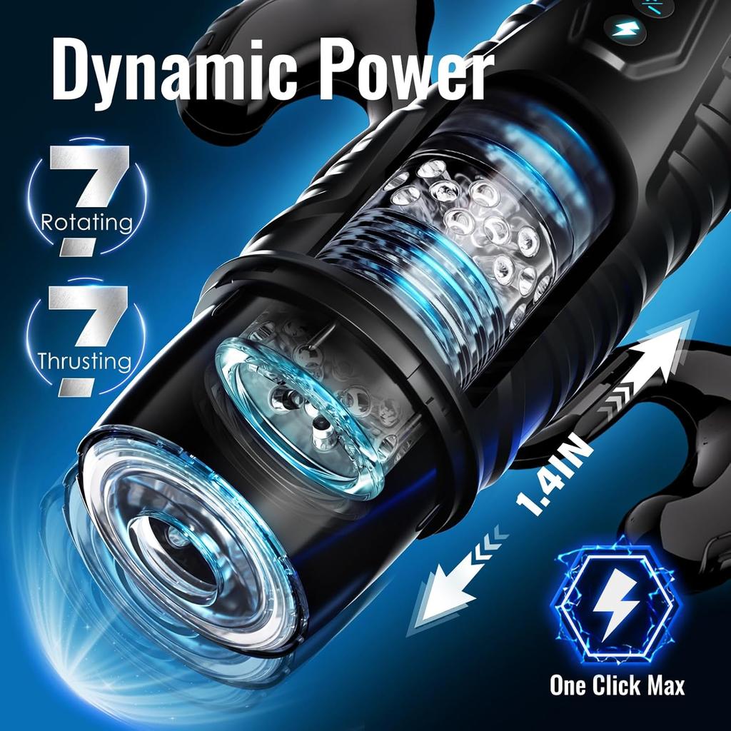 Male Masturbator Sex Toys for Men Adult Toy 7 Thrusting & Rotating Modes with Handle Phone Holder & Suction Base,Hands-Free Pocket Pussy Sex Machine