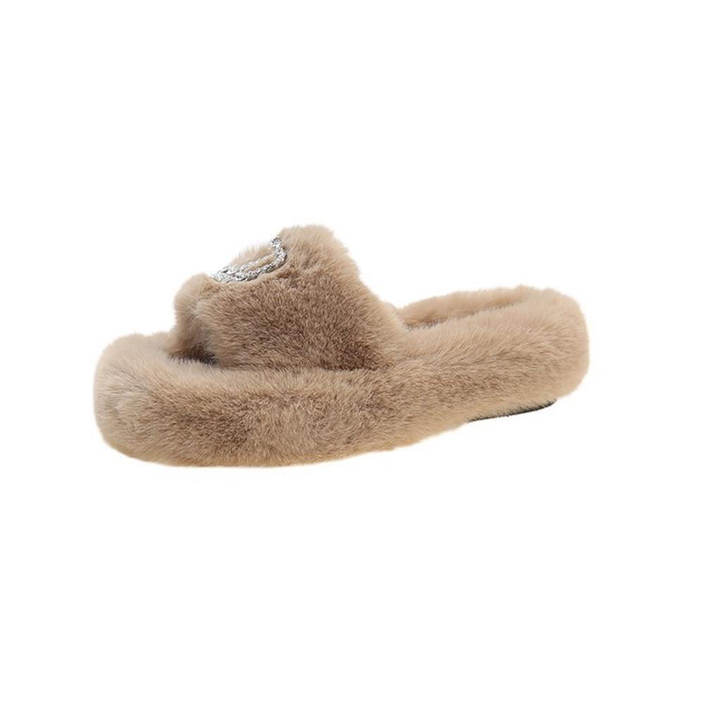 Fashion Winter Fashion Soft Warm New Comfort Flat Fur Slipper Outside Fluffy Slippers Indoor Soft Plush Shoe Women Luxury Slippers