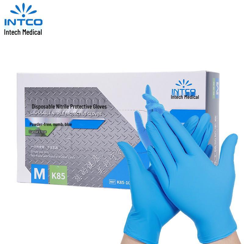 Yinke Disposable Nitrile Gloves - Food Grade, Powder-Free, High Elasticity, Durable for Industrial and Household Use.