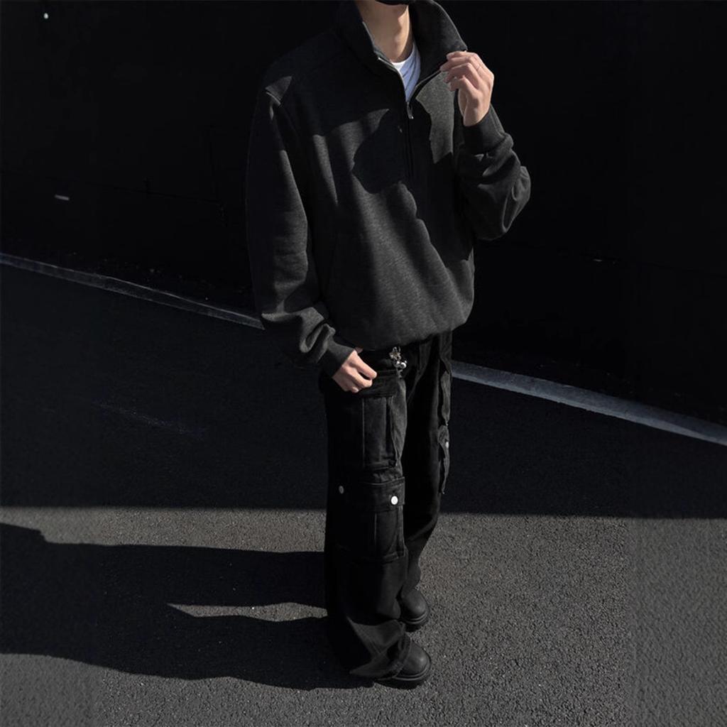 American Half-zipper Stand-up Neck Sweater Men's Retro High-end Casual Coat
