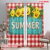 2pcs 2D Flat Printing Window Drapes Yellow Flowers Summer Sign Polyester Without Electricity Party Decorations Use for General