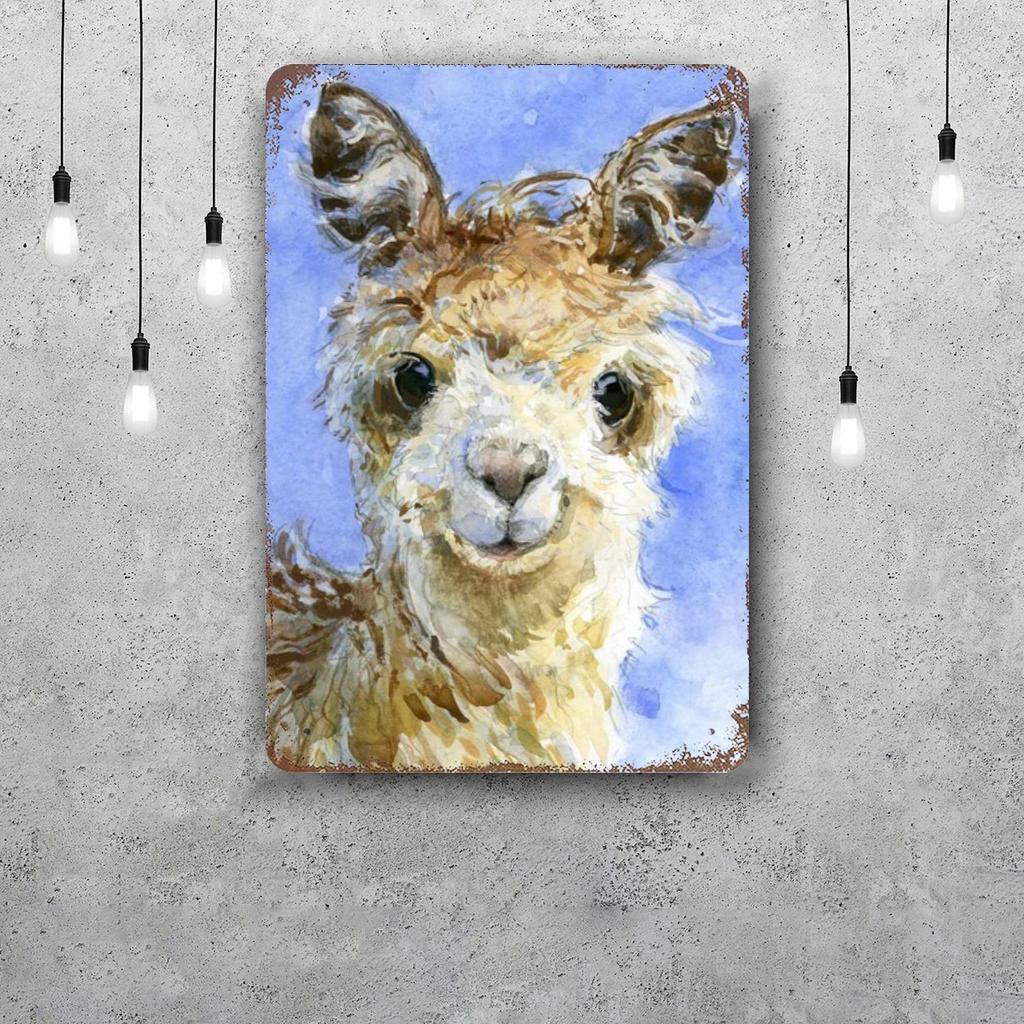 Llama Animal Retro Vintage Tin Sign Poster Decorative Plaque Metal Plate Wall Decor