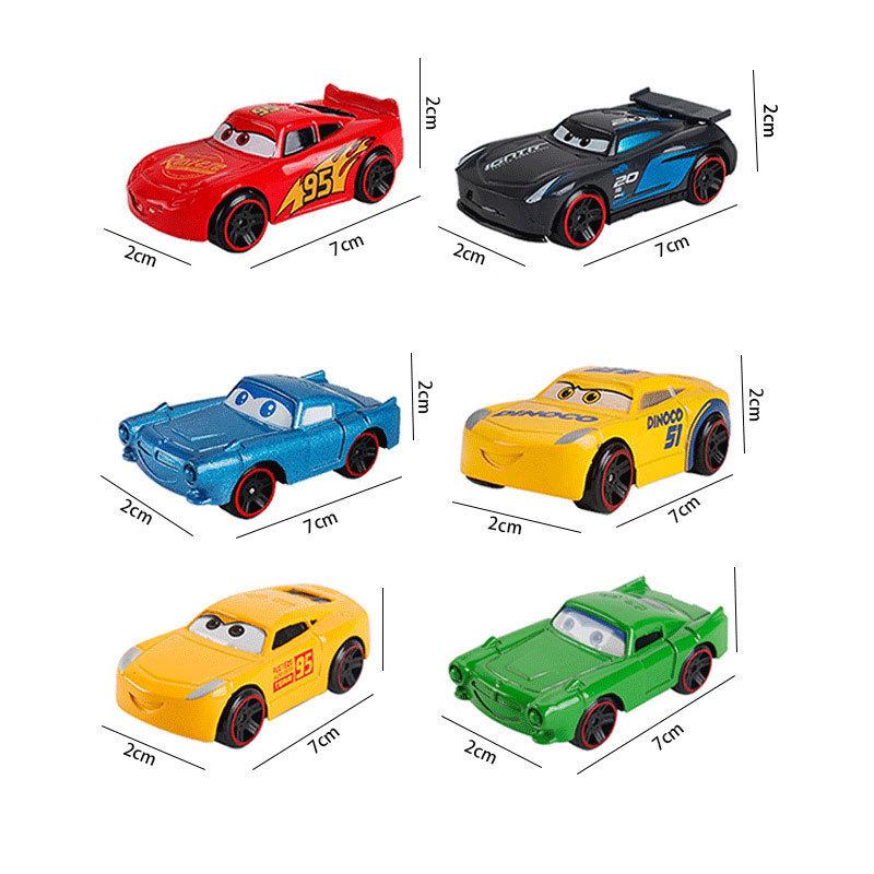 Pixar Cars 6-Piece Alloy Racing Set: Sheriff, Lightning McQueen, Mater Pull-Back Car Models