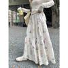High waist drooping floral skirt women's spring and summer new sweet long a-shaped skirt small long skirt