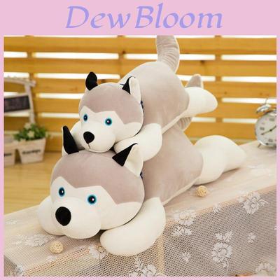 Cute Gray Lying Posture Husky Plush Doll Toy For Kids Bedroom Decor And Gifts