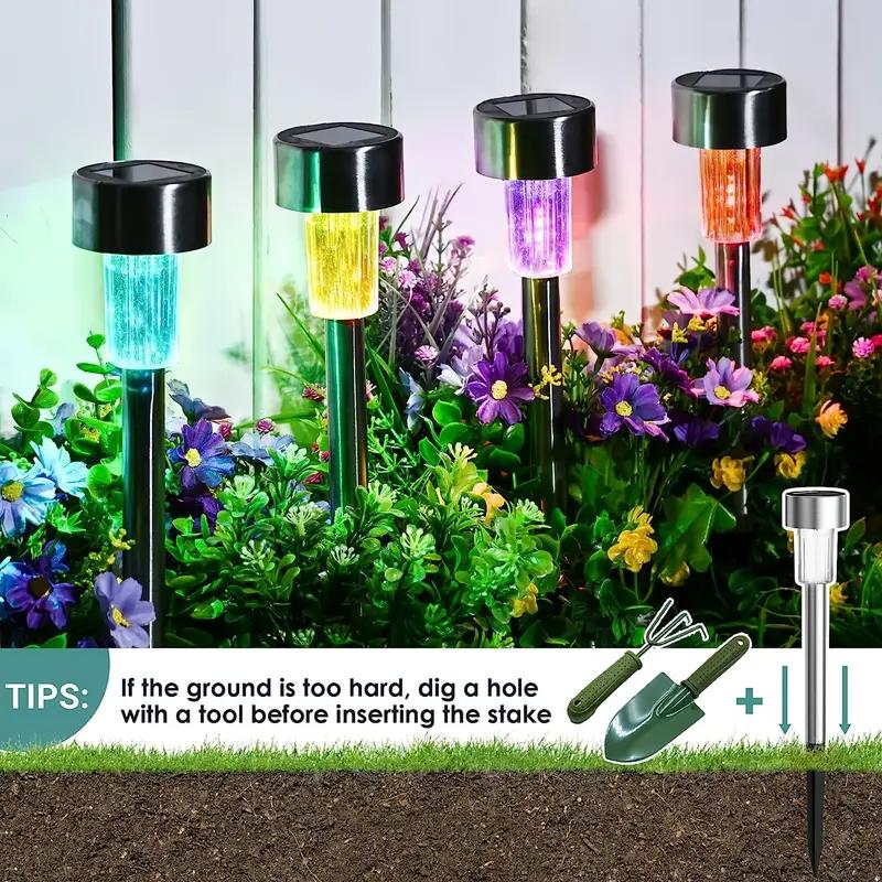 1/10pcs Solar LED Lights Outdoor Stainless Steel Stick Lights Solar Powered Landscape Lighting Roads Gardens Courtyards Lights