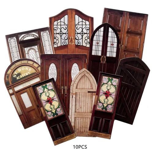 Vintage Material Paper Wooden Door Thick Card Handmade DIY Scrapbooking Junk Journal Bottom Collage Album Decoration