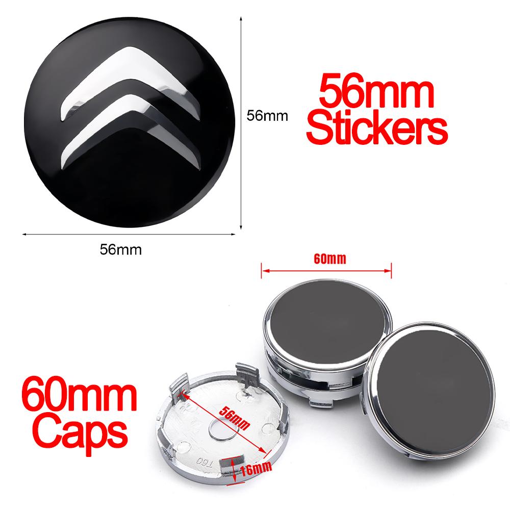 4pcs 60mm Car Emblem Wheel Center Cap Rim Hubs Dustproof Covers For Citroen C1 C3 C4 Grand Picasso C4L C5 C6 C8 VTS Accessories