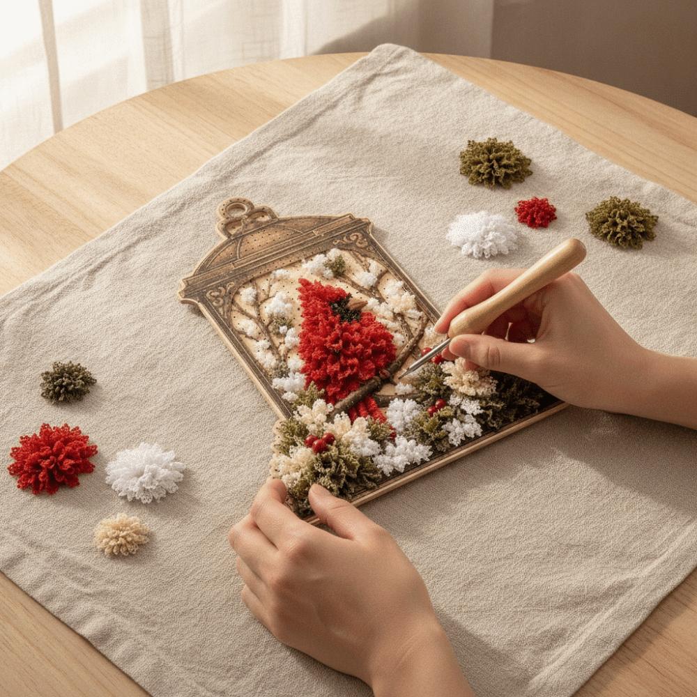Easy Make Needle Craft Kit No Sewing 3D Textured Plaque Bird Ornament DIY Handcrafted Gifting