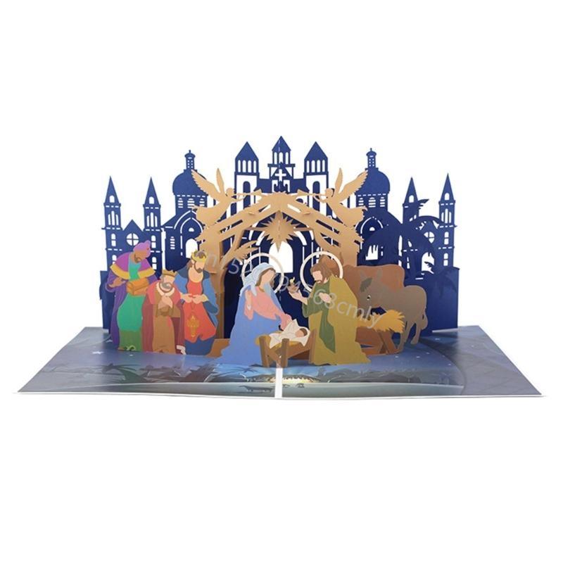 Foldable Christmas Popup Card with Envelope Handmade Greeting Card for Friend 6XDE