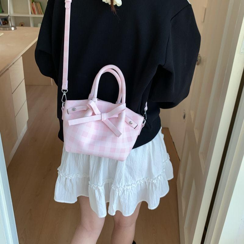 Plaid Bag New Fashion Versatile Handbag Women's High Sense Niche Shoulder Crossbody Bucket Bag