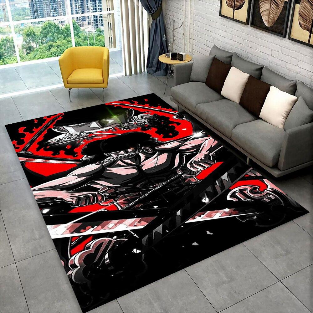 3D One Piece Cartoon Anime Teppich für Spielzimmer, Schlafzimmer, Wohnzimmer, Sofa, Heimdekoration, rutschfeste Bodenmatte für den Spielebereich von Kindern