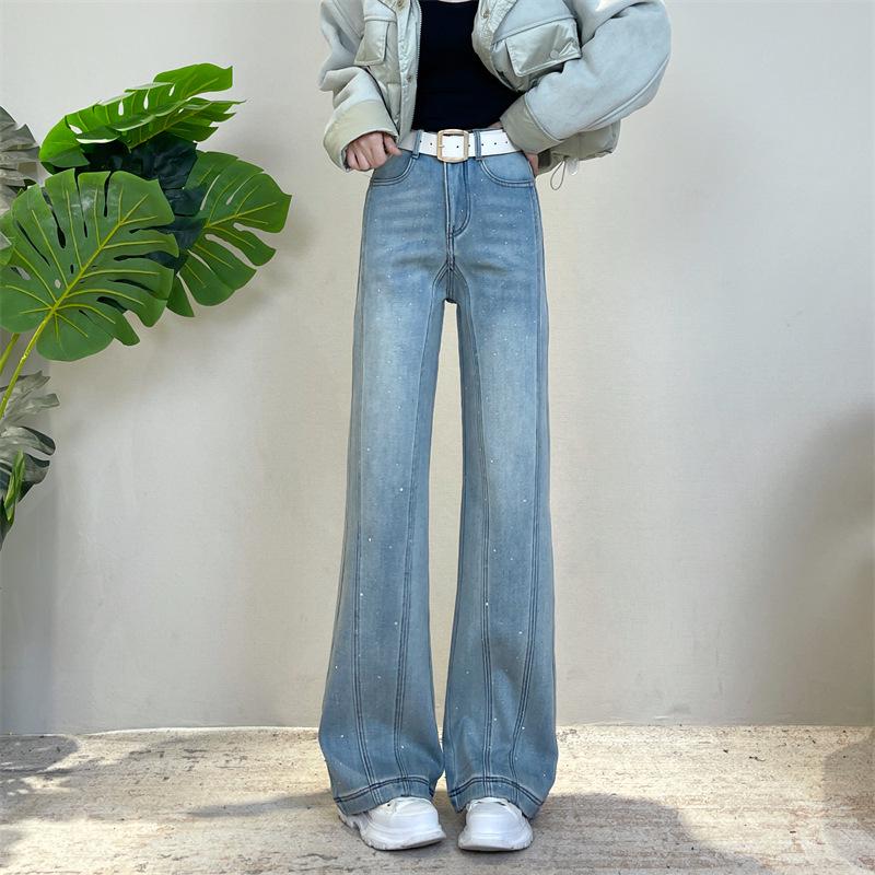 

Women s Shiny Rhinestone Micro Flare Jeans - High Waist & Good Drape for Spring/Autumn 2026 XL /29 [Recommended for 115-125 lbs]