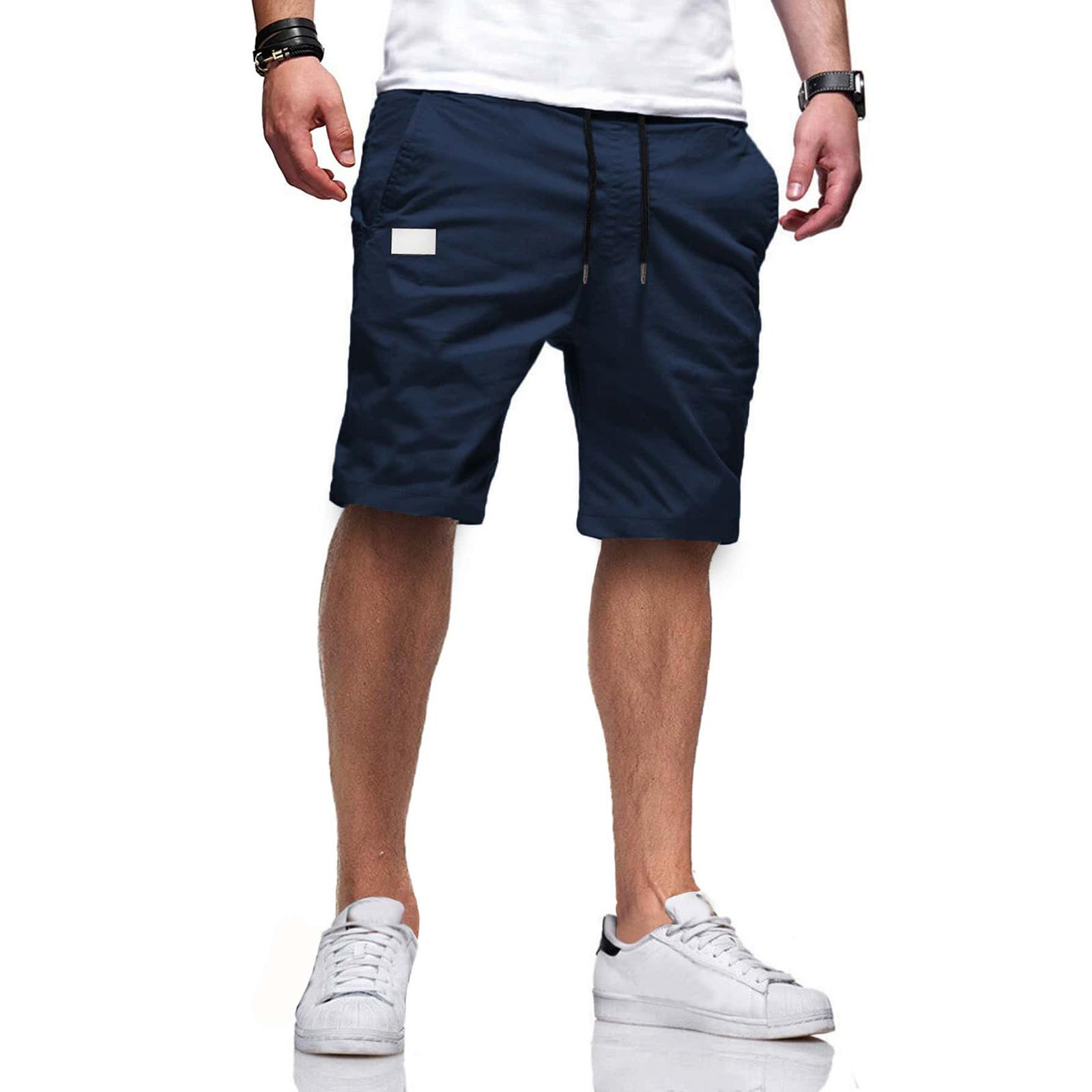 

Summer Men s Cotton Color Sports Shorts Casual Comfortable Straight Leg Shorts XL Темно-синій