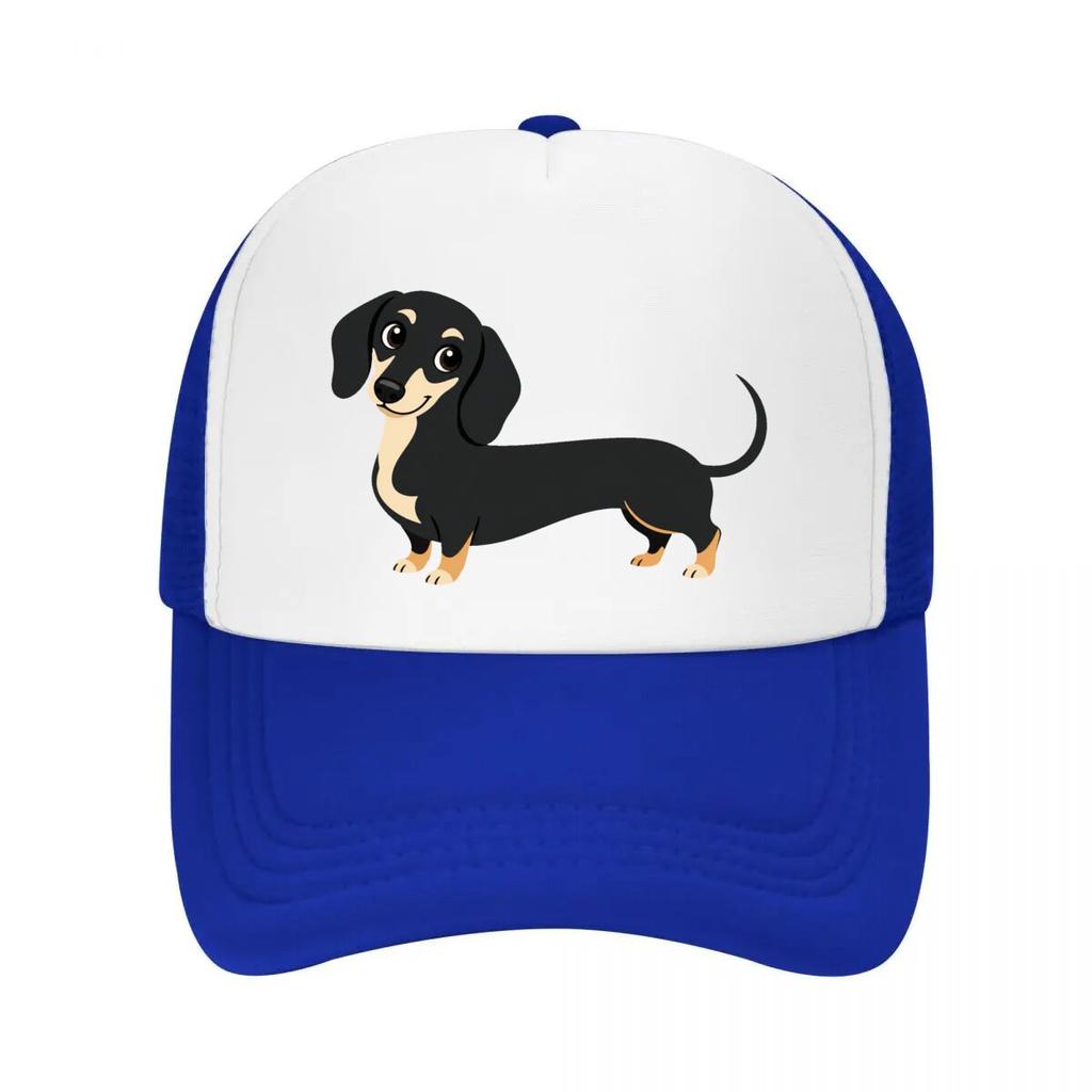 Playful Long Body Dachshund Illustra Mesh Baseball Cap Casual Hat Outdoor For Womens Unisex FeUnisex