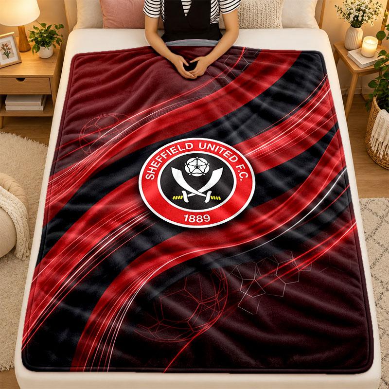 Flannel BlanketSheffield United Football Warm Soft Throw Blanket for Indoor Sofa Bed Living Room Use