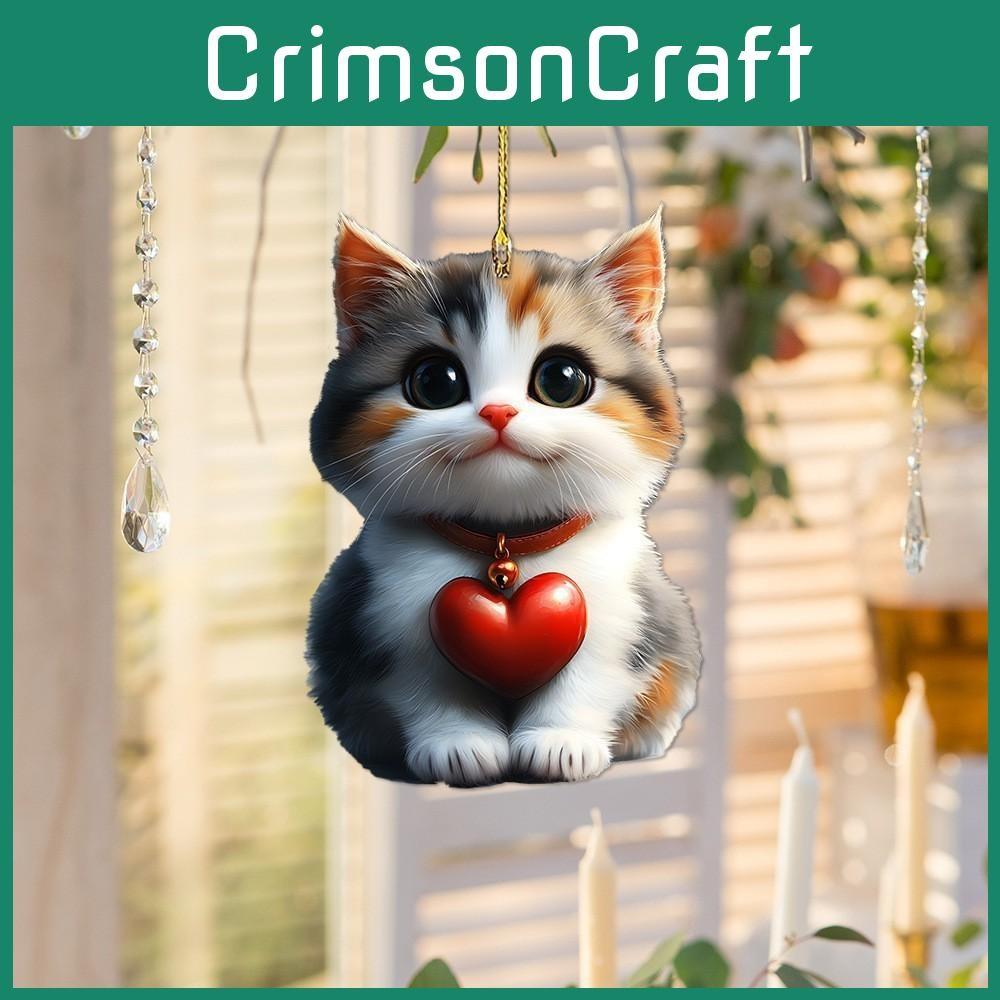 Herz Katze Acryl Auto Dekoration Schlüsselanhänger Lustiger Stil Fahrzeug Innenanhänger