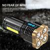 4/5-core LED Flashlight COB Side Light USB Recharge Super Bright Outdoor Portable Lamp 4 Mode Waterproof Torch Outdoor Hunting Camping
