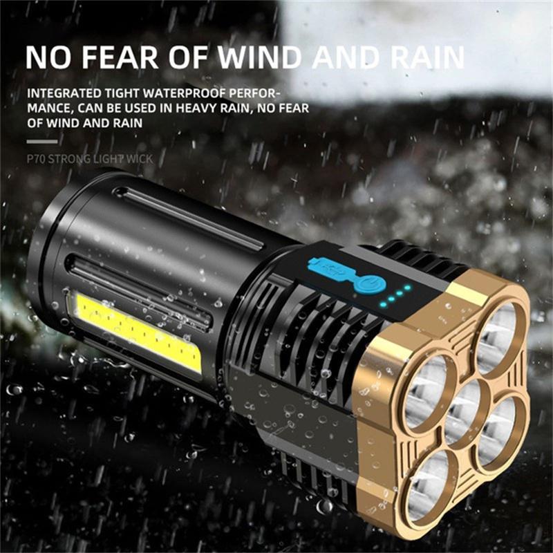 4/5-core LED Flashlight COB Side Light USB Recharge Super Bright Outdoor Portable Lamp 4 Mode Waterproof Torch Outdoor Hunting Camping