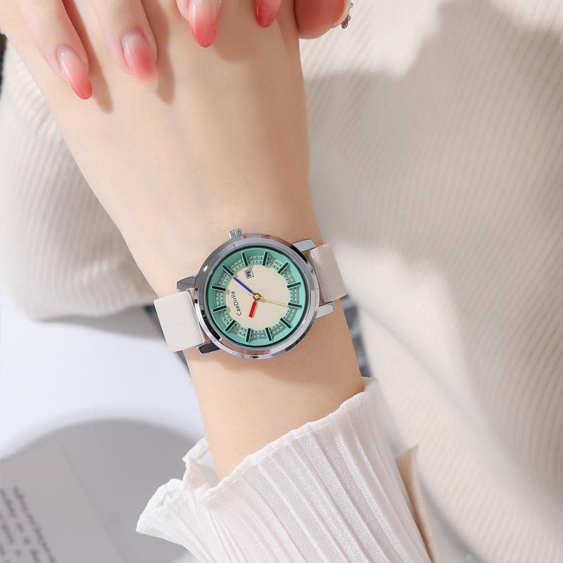 CAEDIRLLE Quartz Movement Rubber Strap Watch Women's Watch Green Dial Waterproof CDL3108